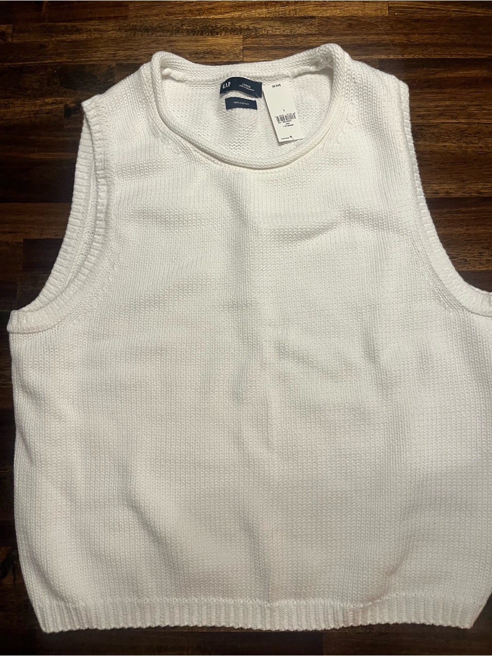 GAP White Cotton Roll neck Tank size L NWT